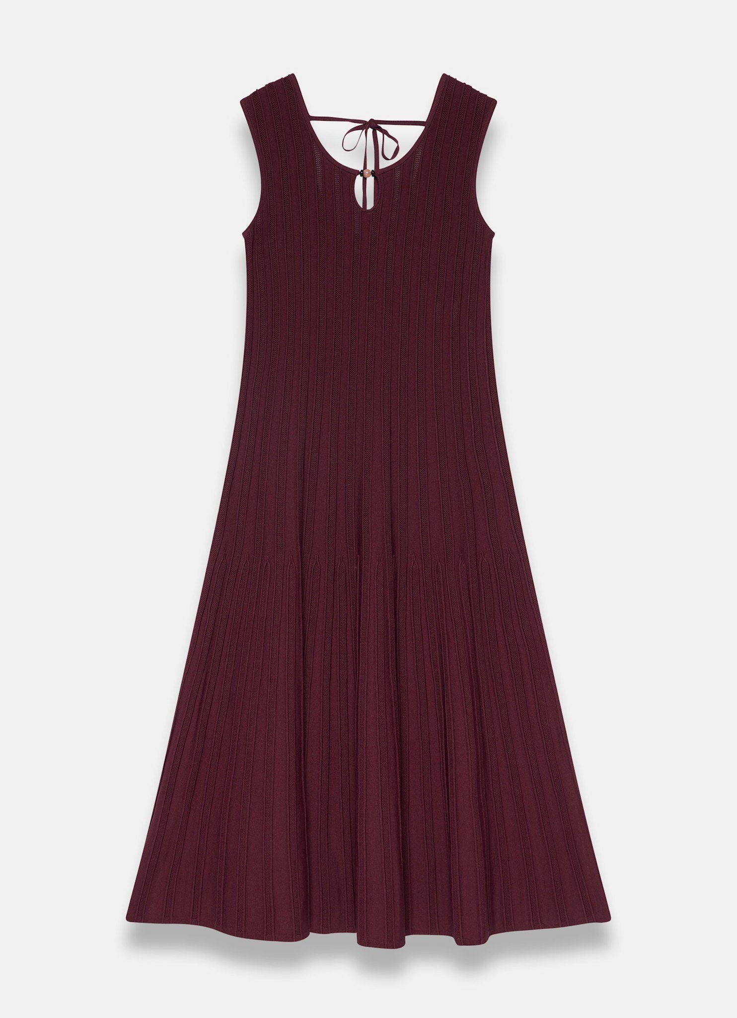 Burgundy Ribbed Beaded Midi Dress