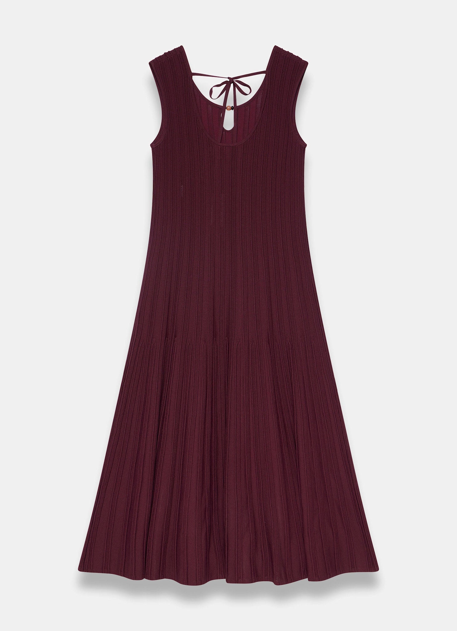 Burgundy Ribbed Beaded Midi Dress