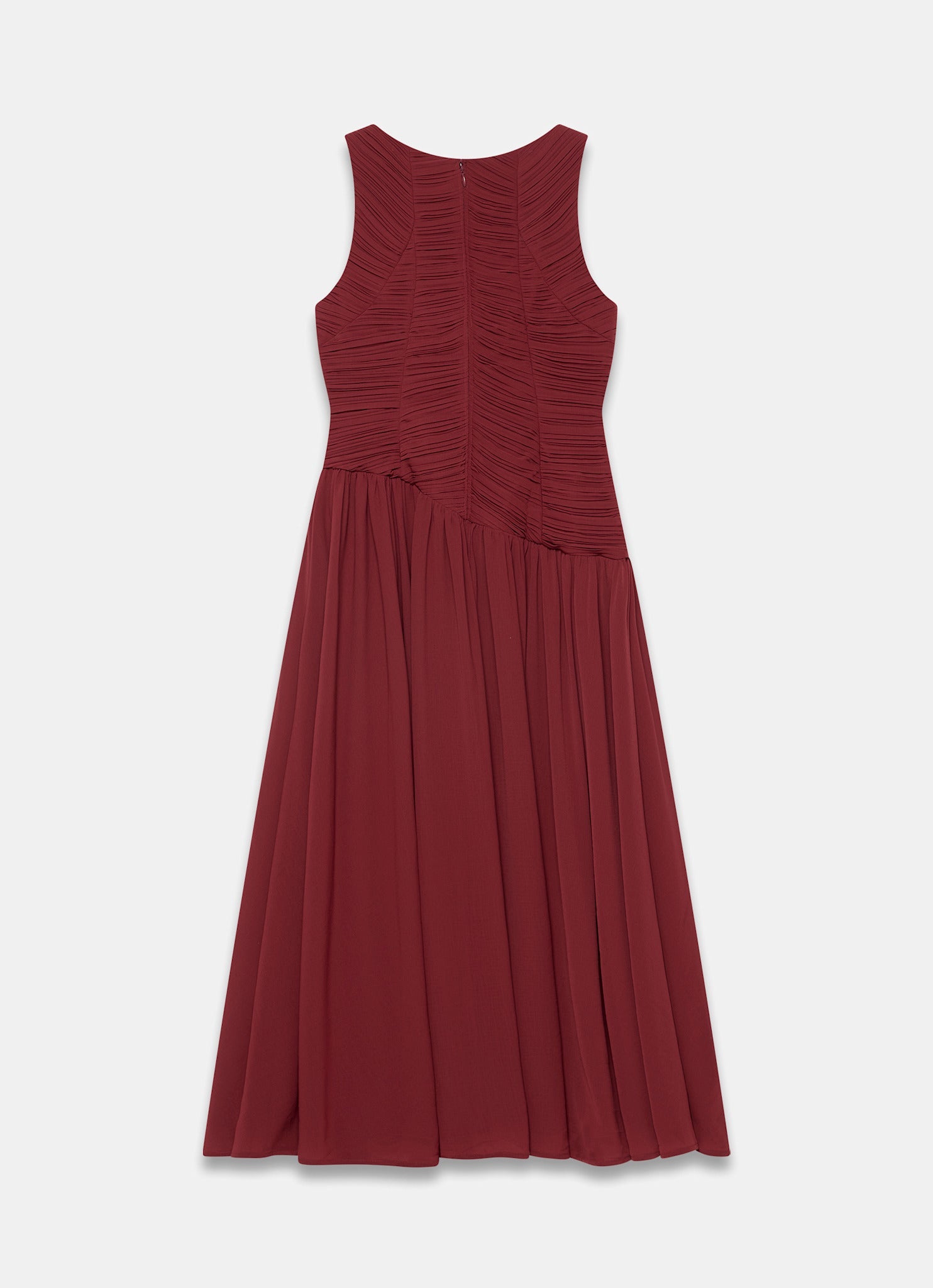 Burgundy Ruched Detail Maxi Dress