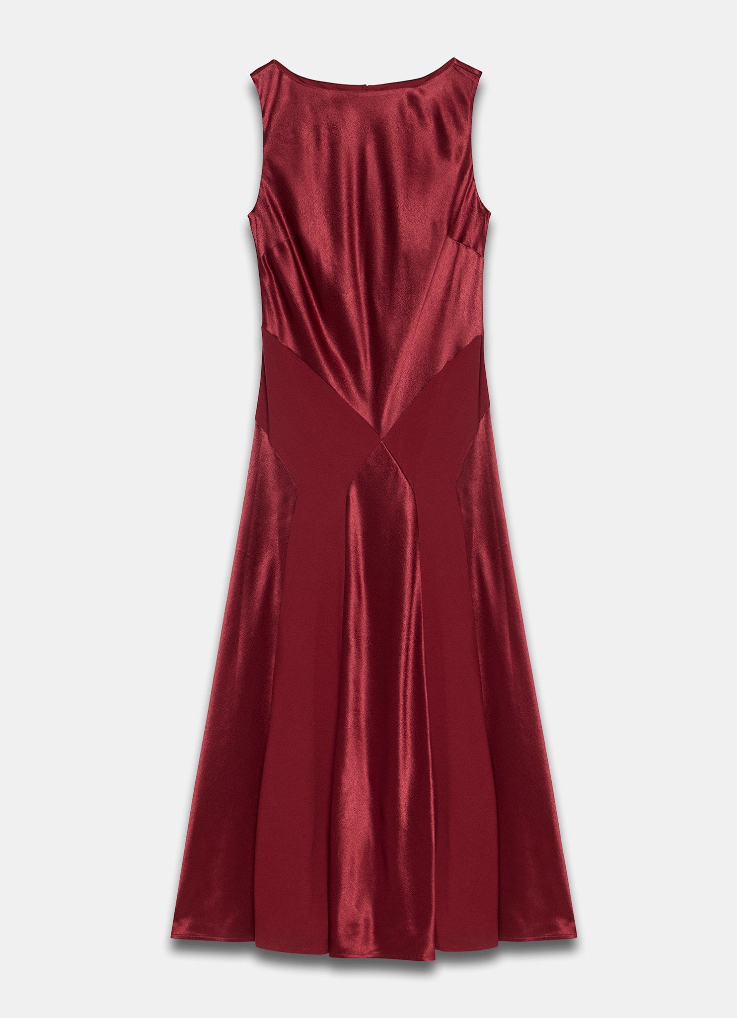 Burgundy Satin Panelled Maxi Dress