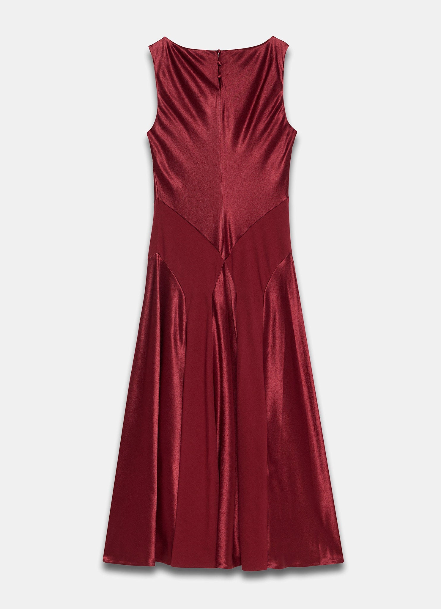 Burgundy Satin Panelled Maxi Dress