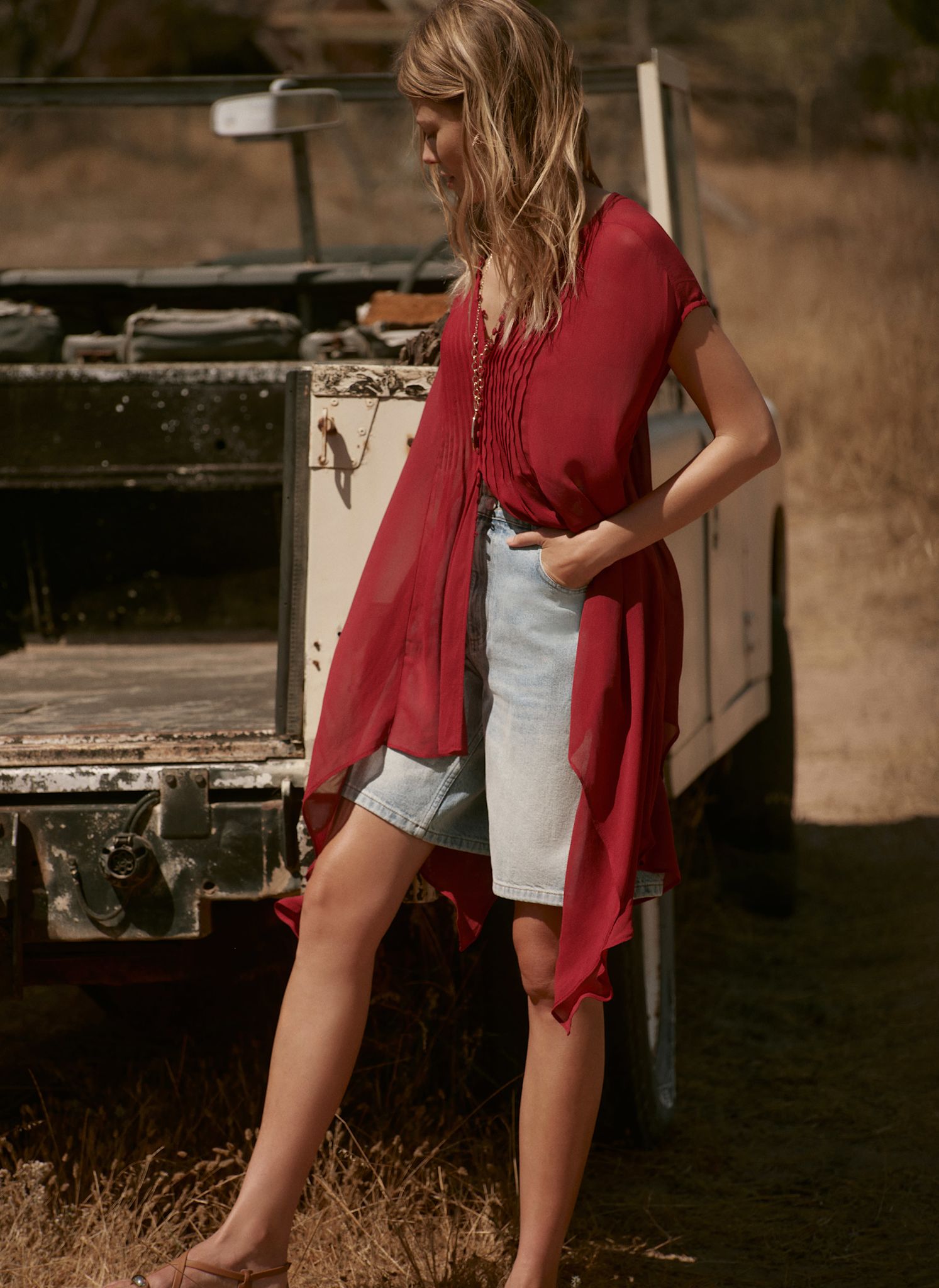 Burgundy Handkerchief Hemline Top