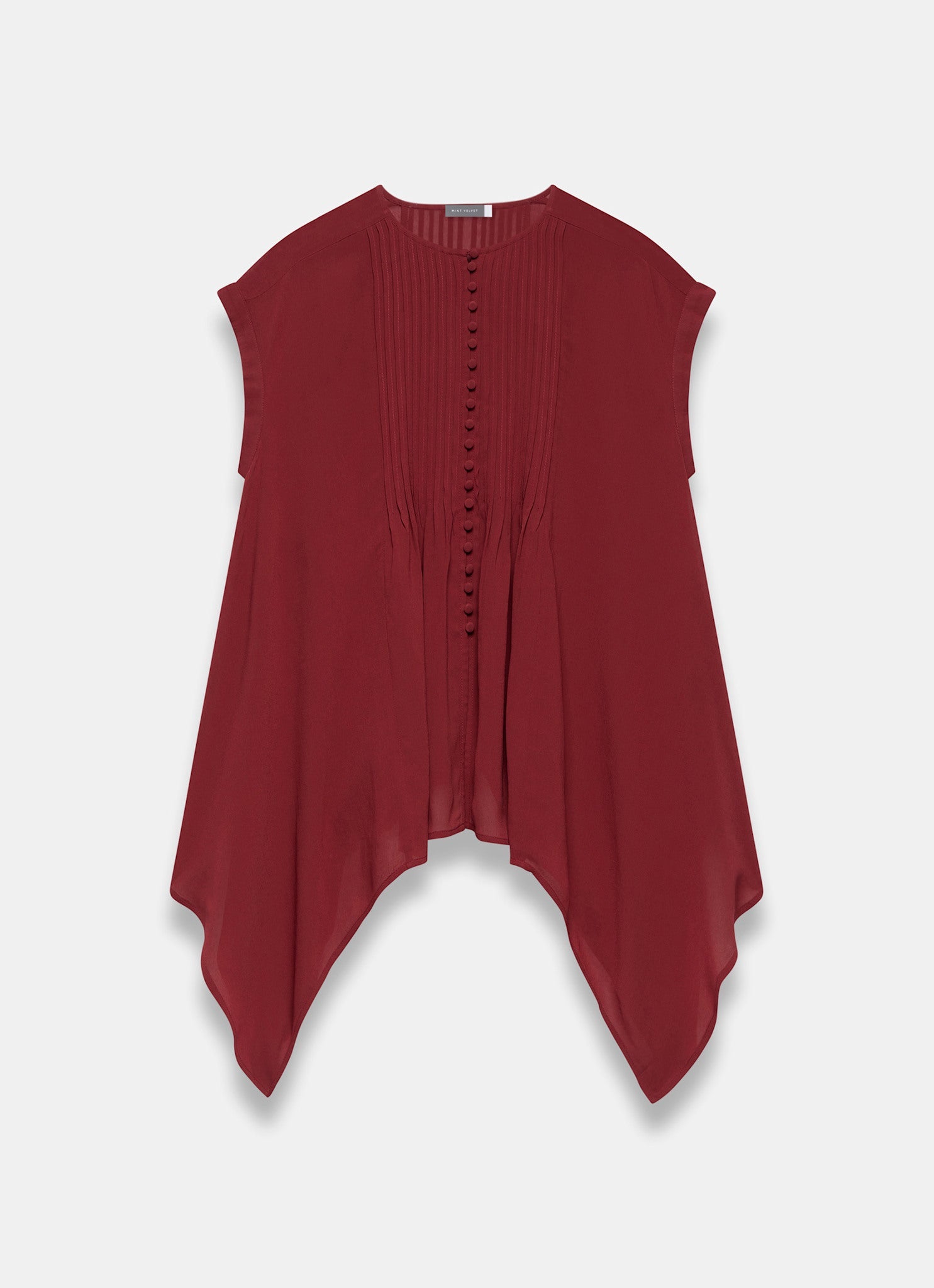 Burgundy Handkerchief Hemline Top