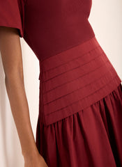 Burgundy Cotton Blend Maxi Dress