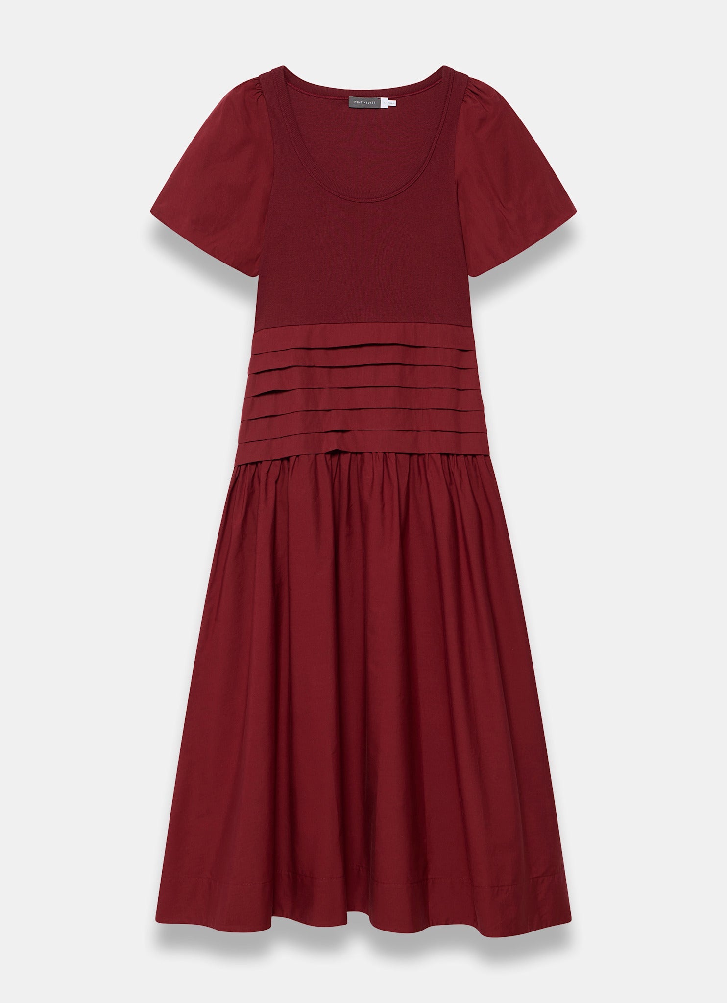 Burgundy Cotton Blend Maxi Dress