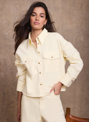 Yellow Denim Cropped Shirt