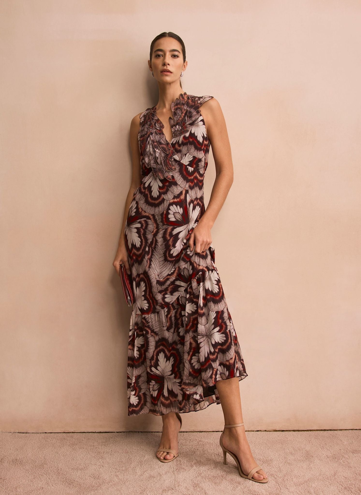 Brown Printed Maxi Dress