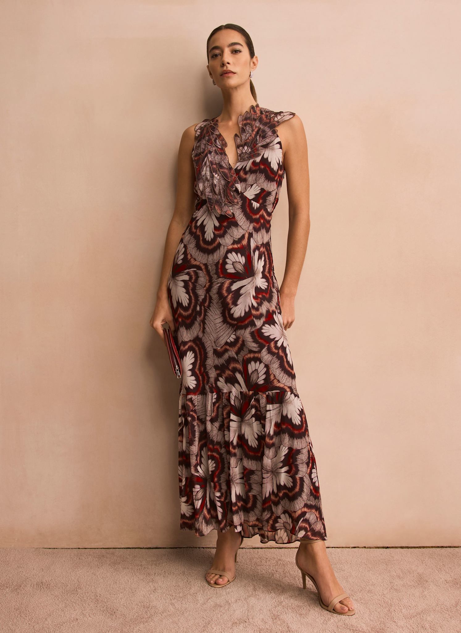 Brown Printed Maxi Dress