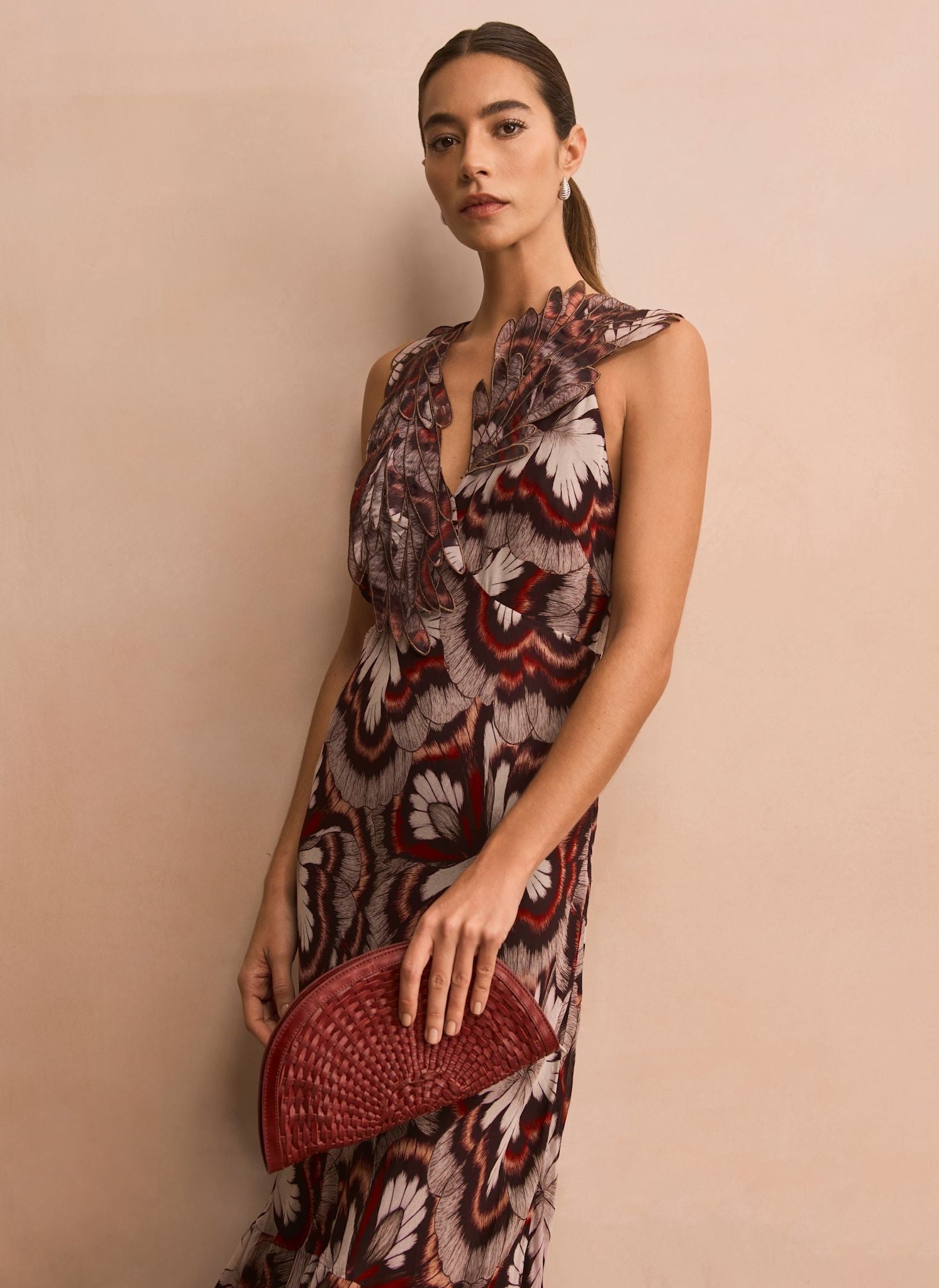 Brown Printed Maxi Dress