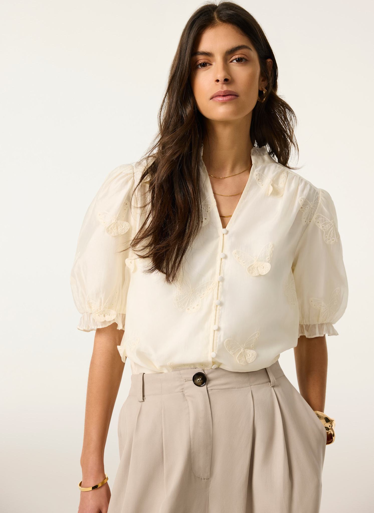 White Butterfly Detail Blouse