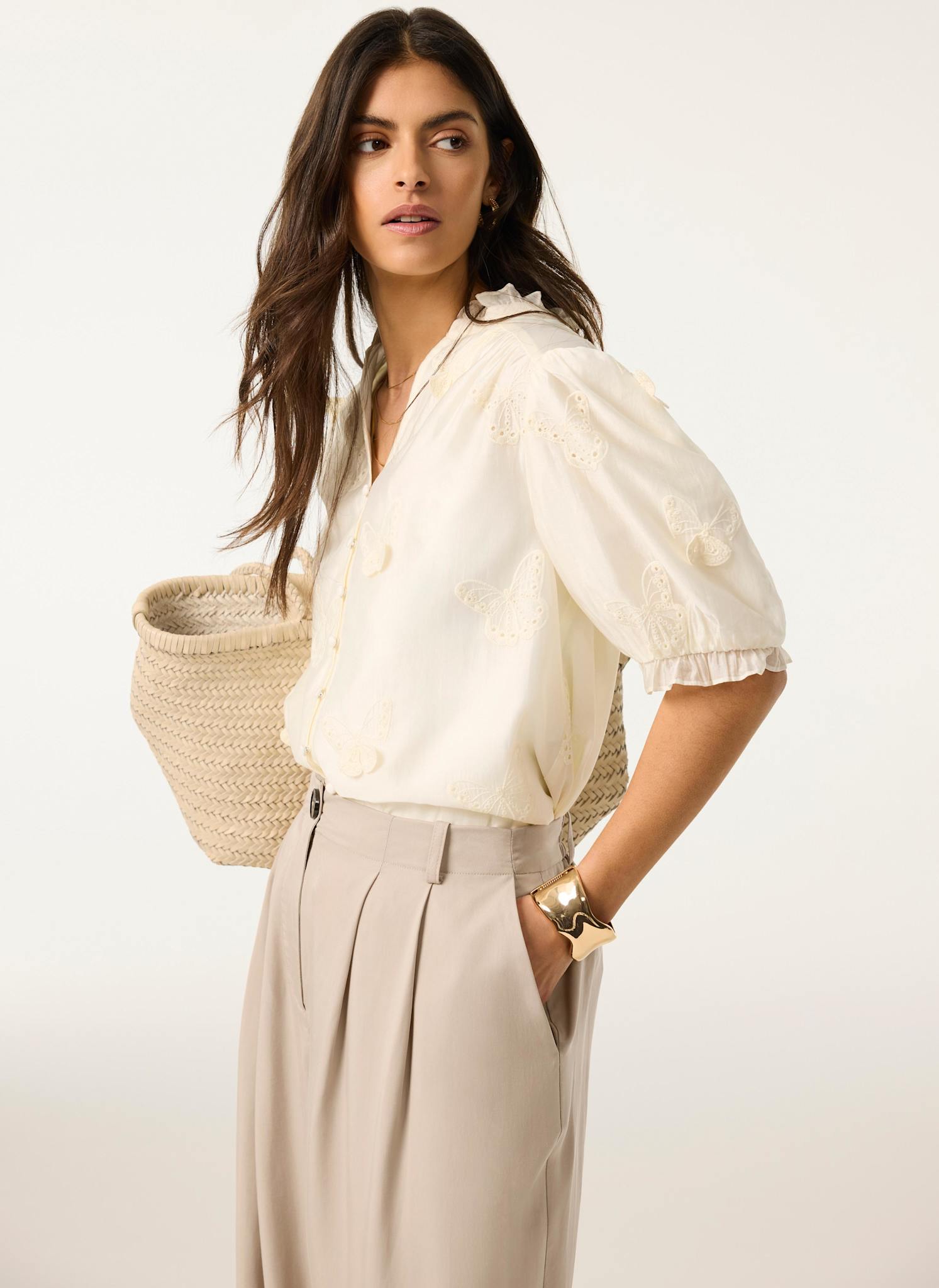 White Butterfly Detail Blouse