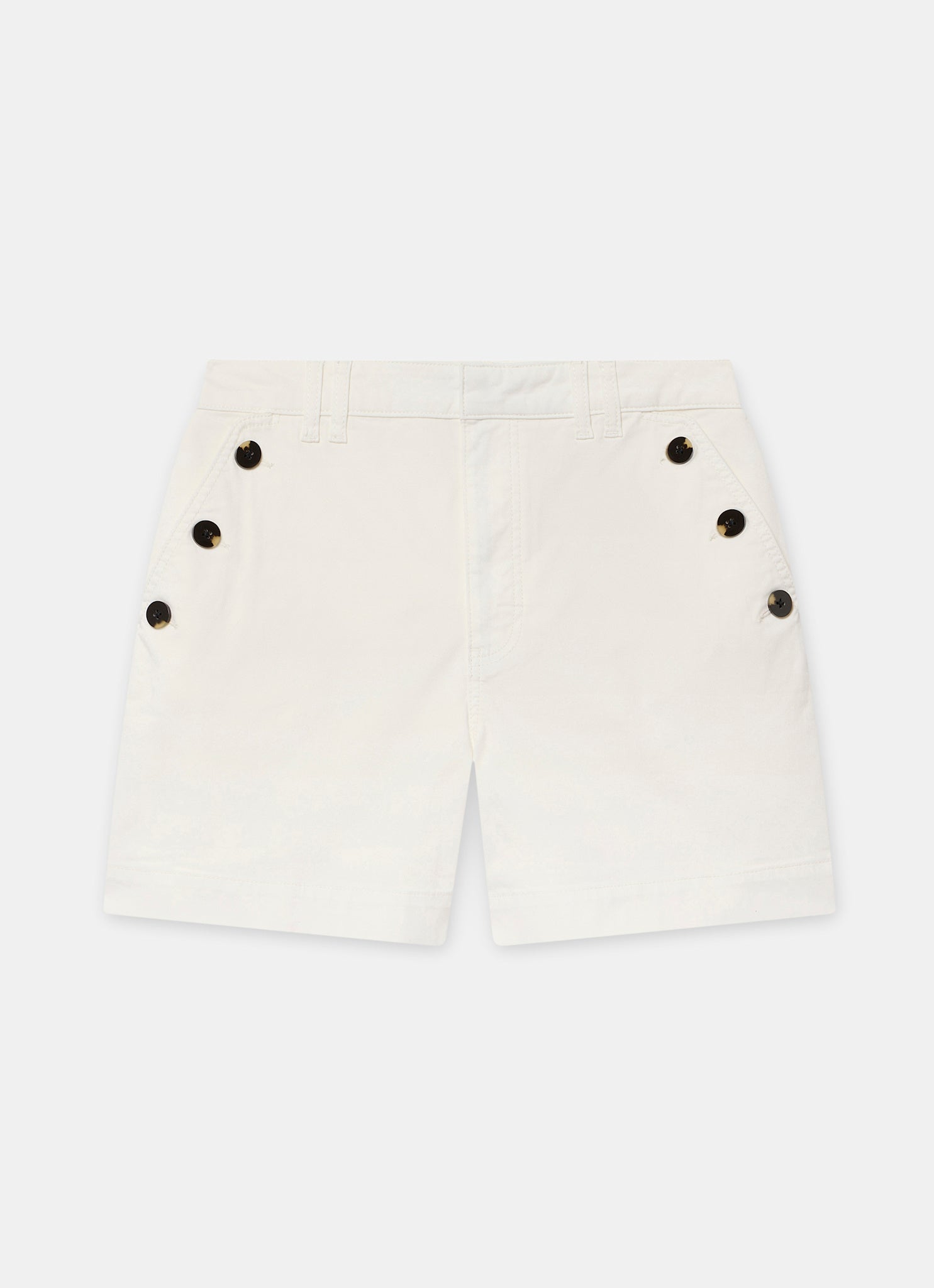 White Button Front Chino Shorts