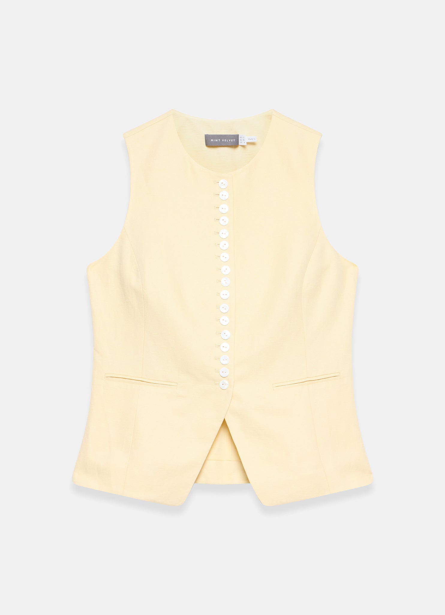 Yellow Linen Blend Longline Waistcoat