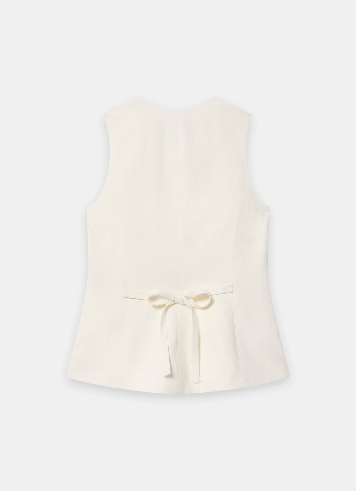 Cream Linen Blend Longline Waistcoat