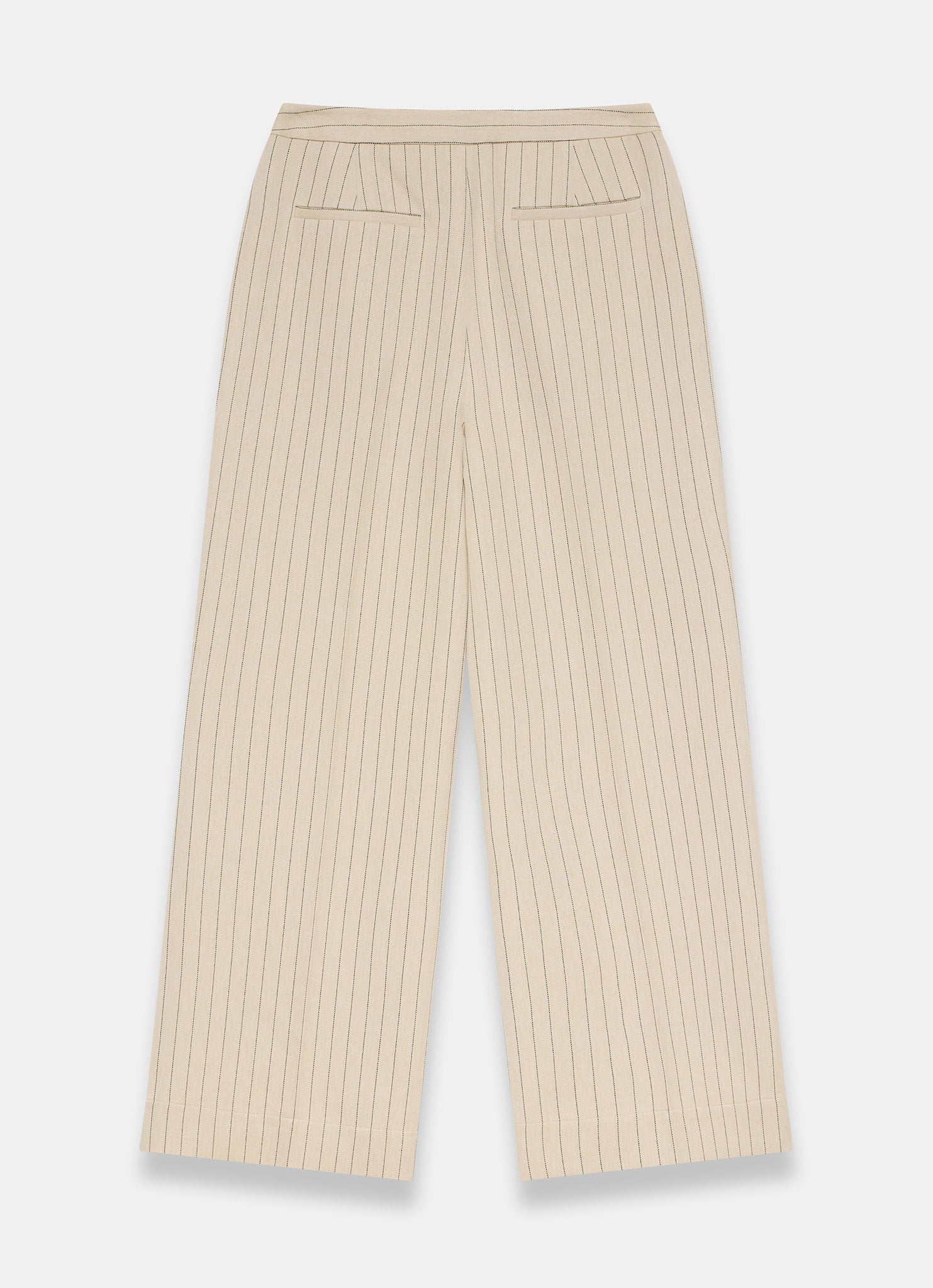 Neutral Button Front Pinstripe Trousers