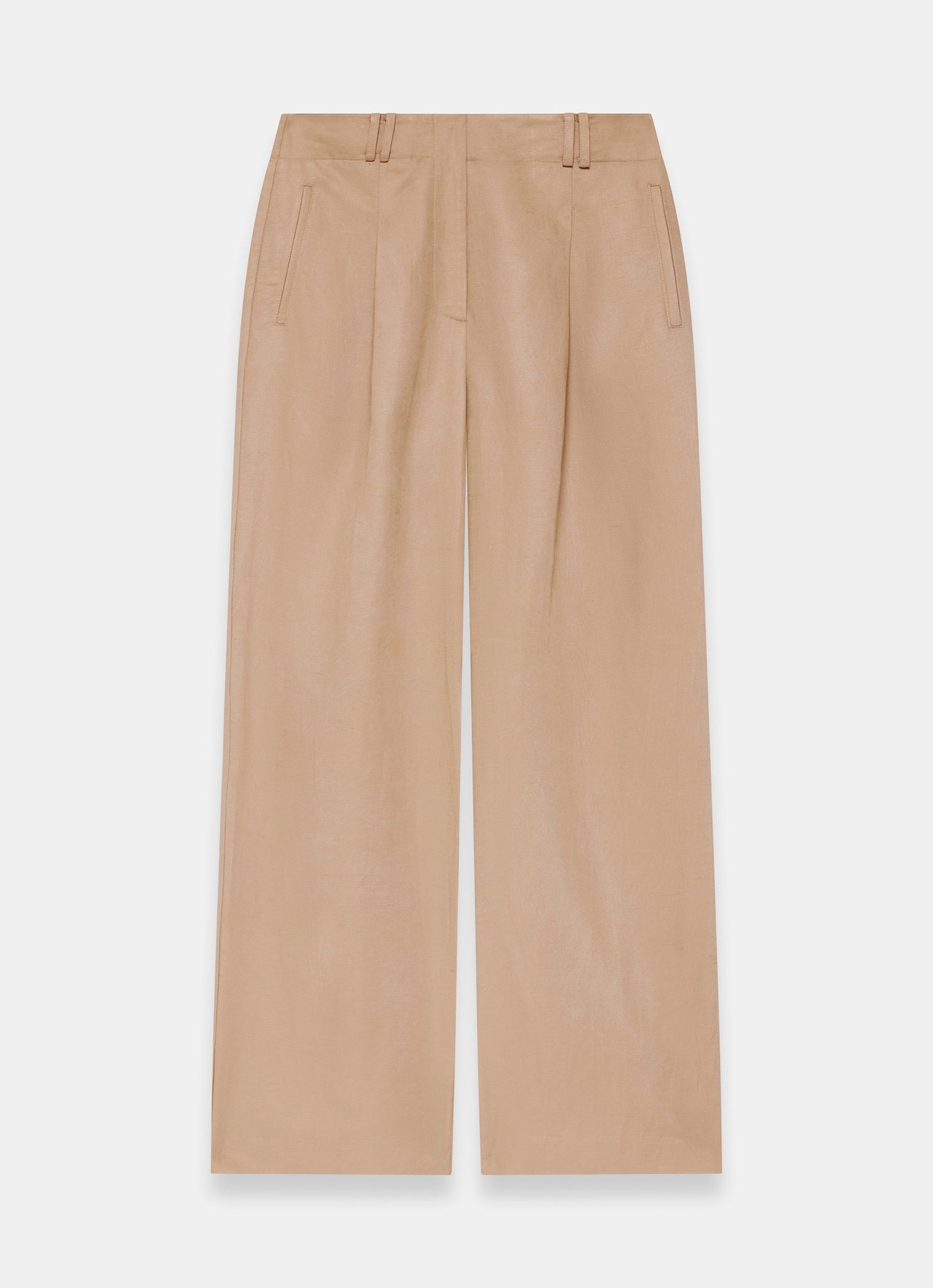 Neutral Linen Blend Wide Leg Trousers