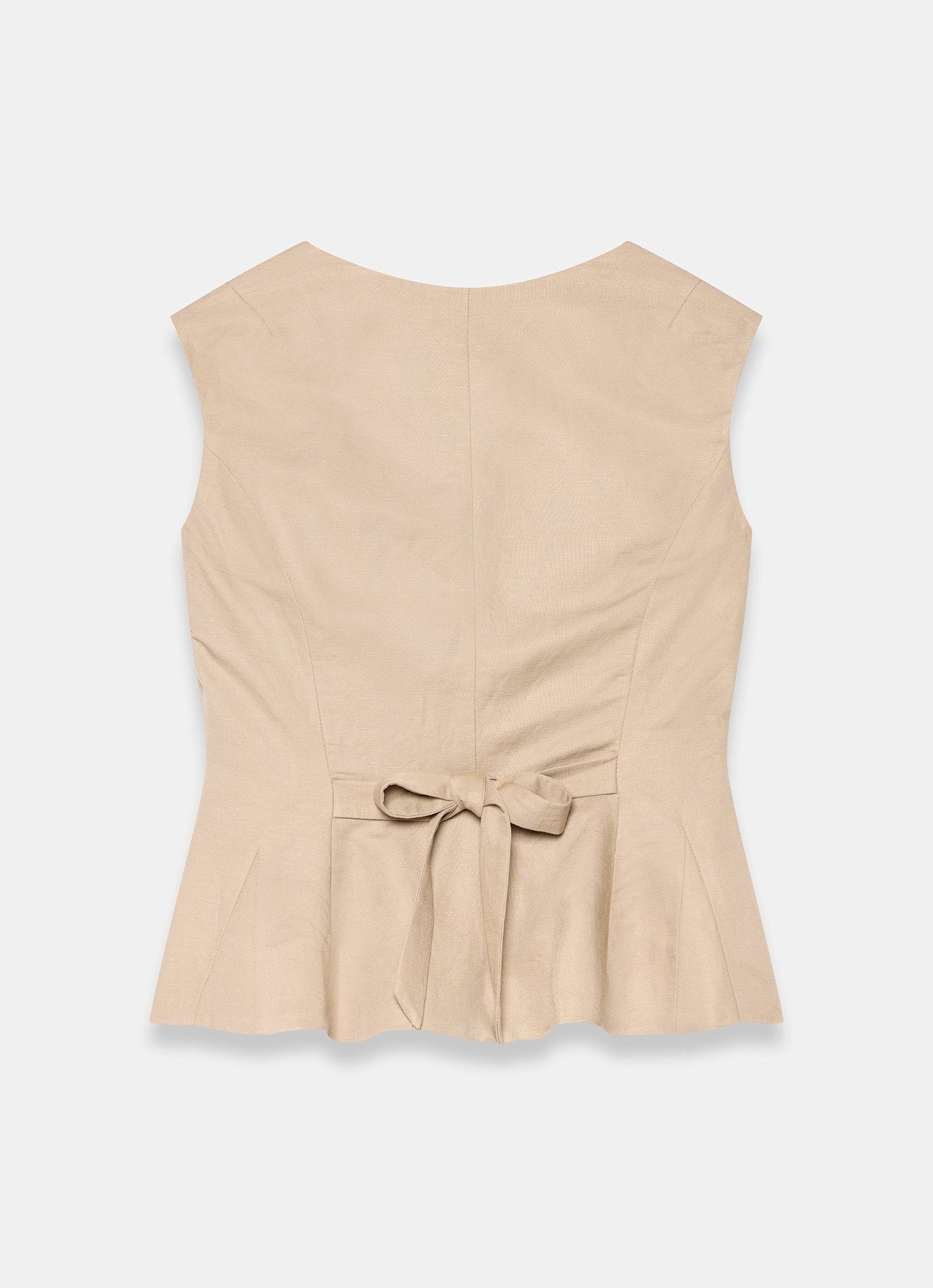 Neutral Linen Blend Peplum Waistcoat