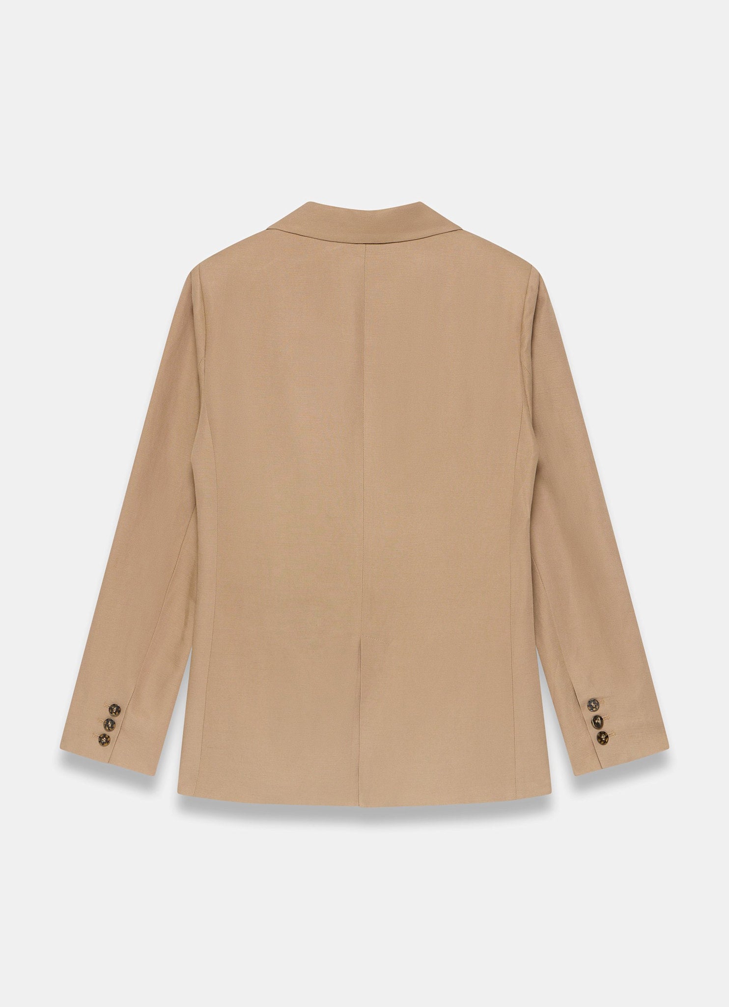 Neutral Linen Blend Single Breasted Blazer