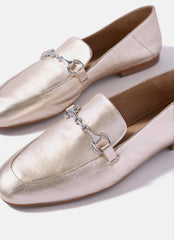 Camille Gold Leather Loafers