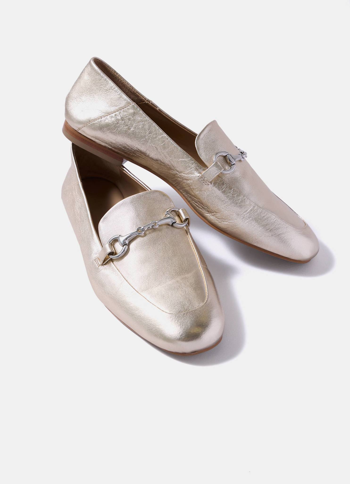 Camille Gold Leather Loafers