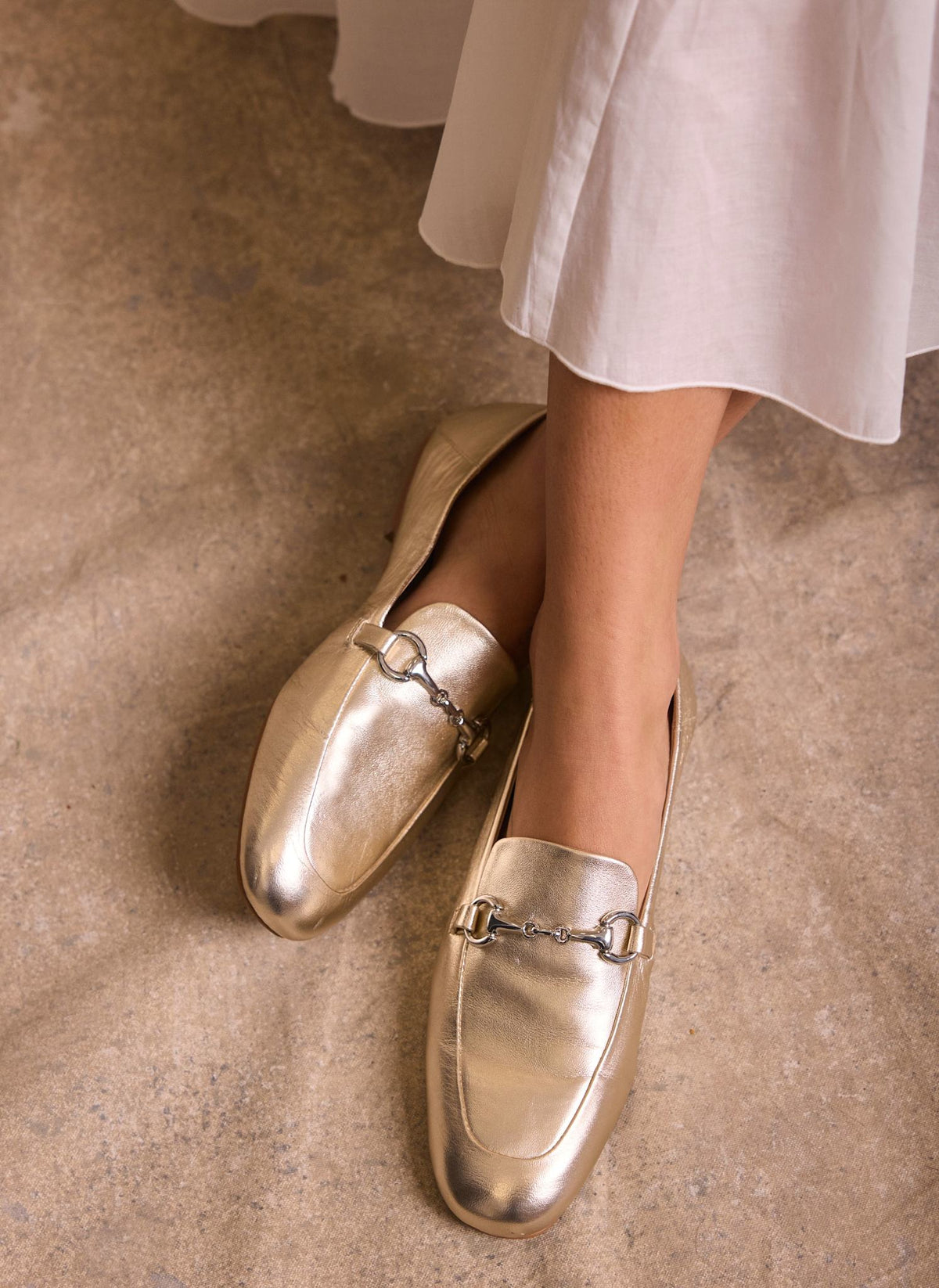 Camille Gold Leather Loafers