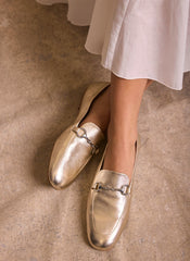 Camille Gold Leather Loafers