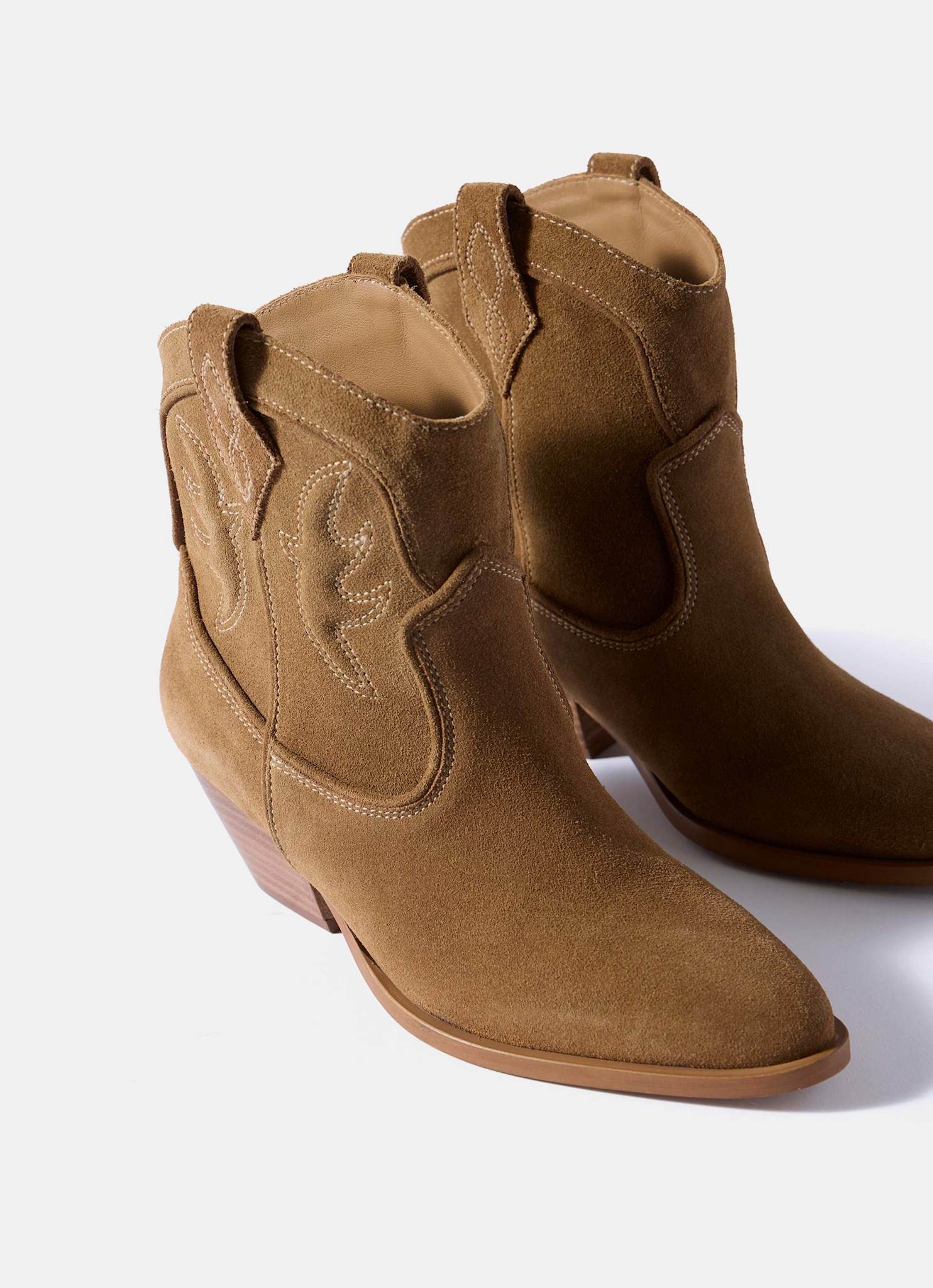 Carly Neutral Suede Cowboy Boots