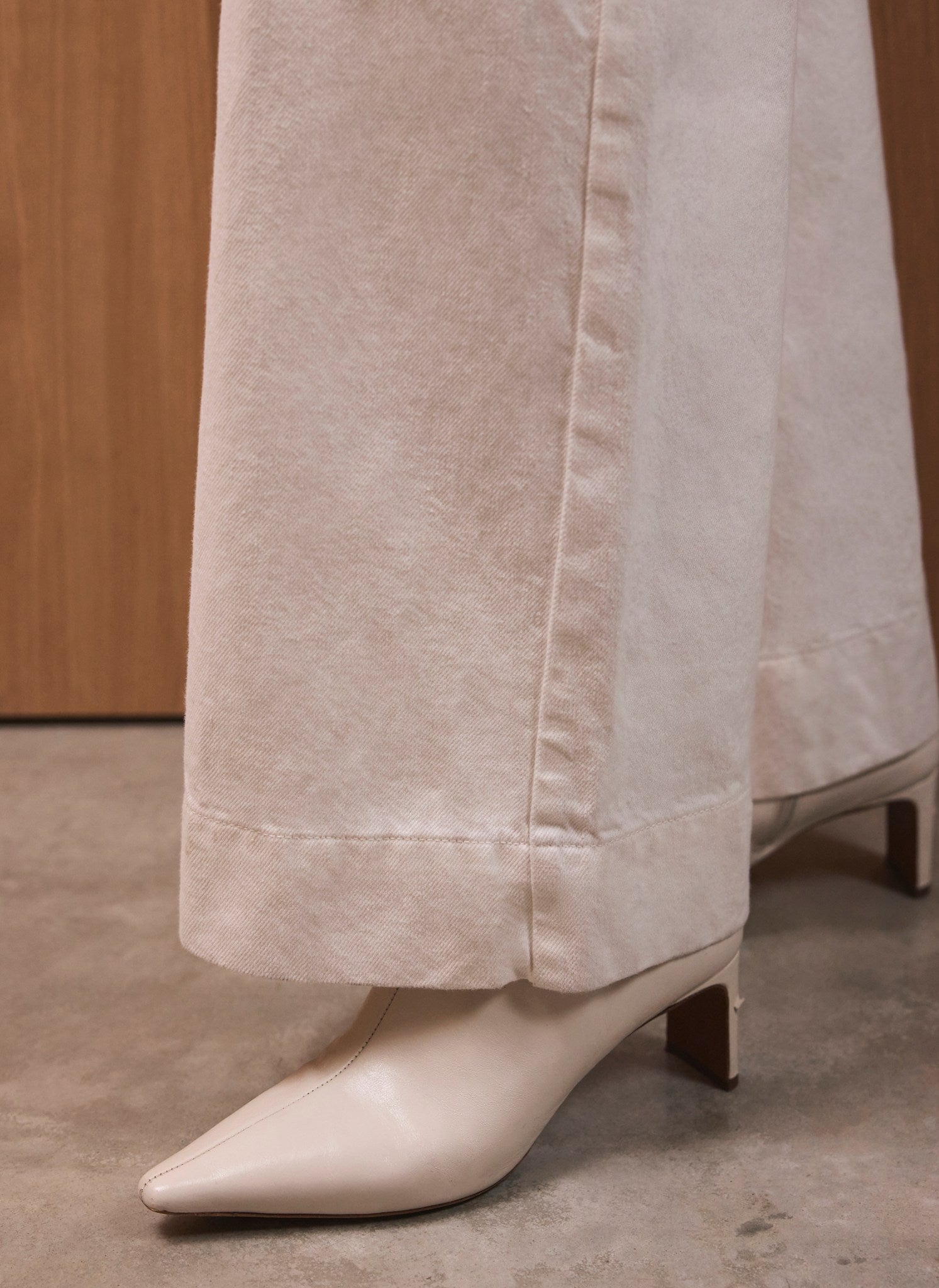 Cream Wide Leg Jeans