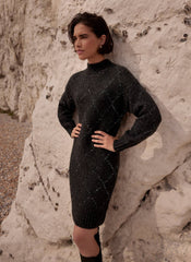Grey Sequin Knit Mini Dress