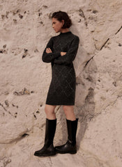 Grey Sequin Knit Mini Dress