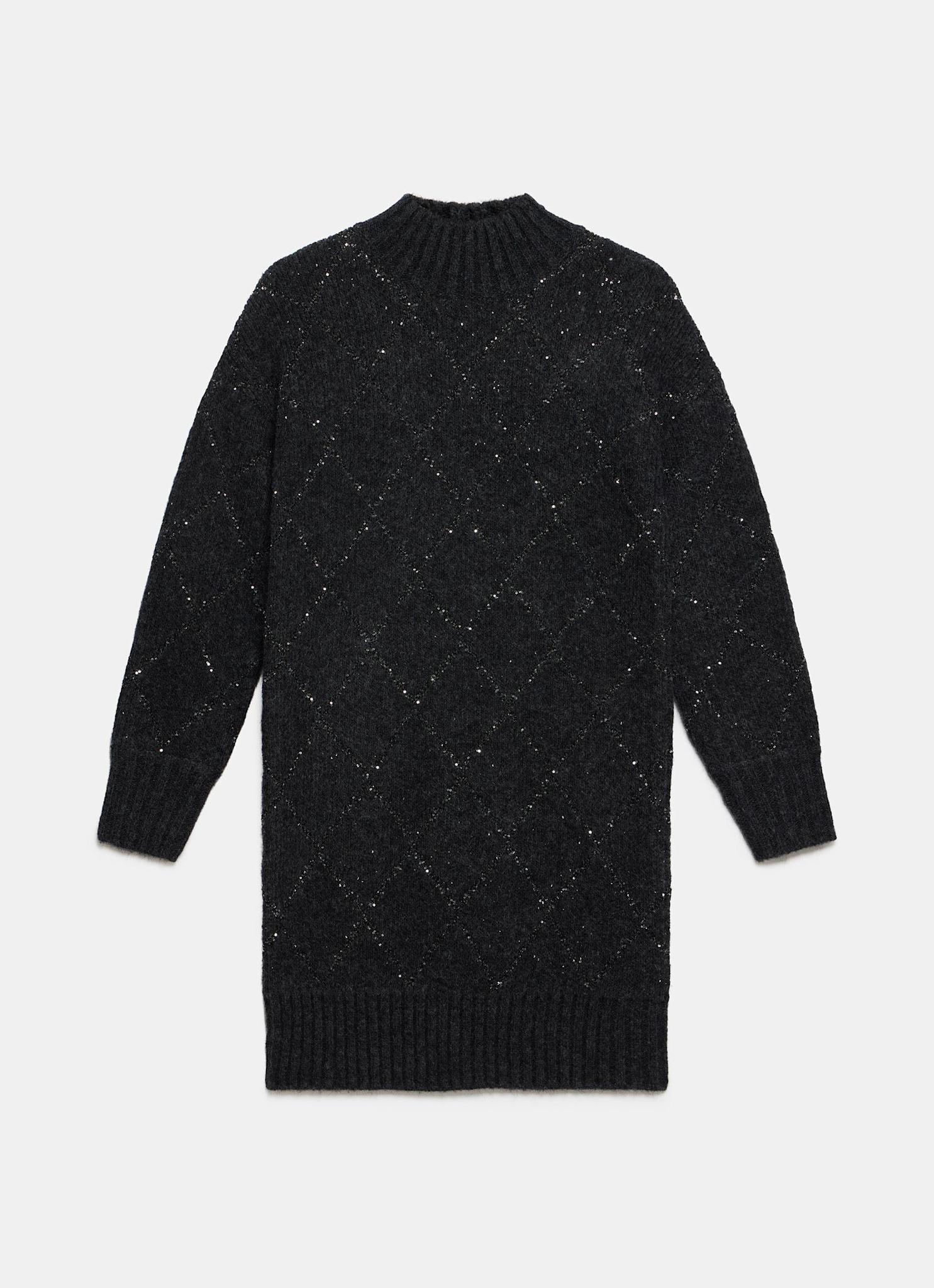 Grey Sequin Knit Mini Dress