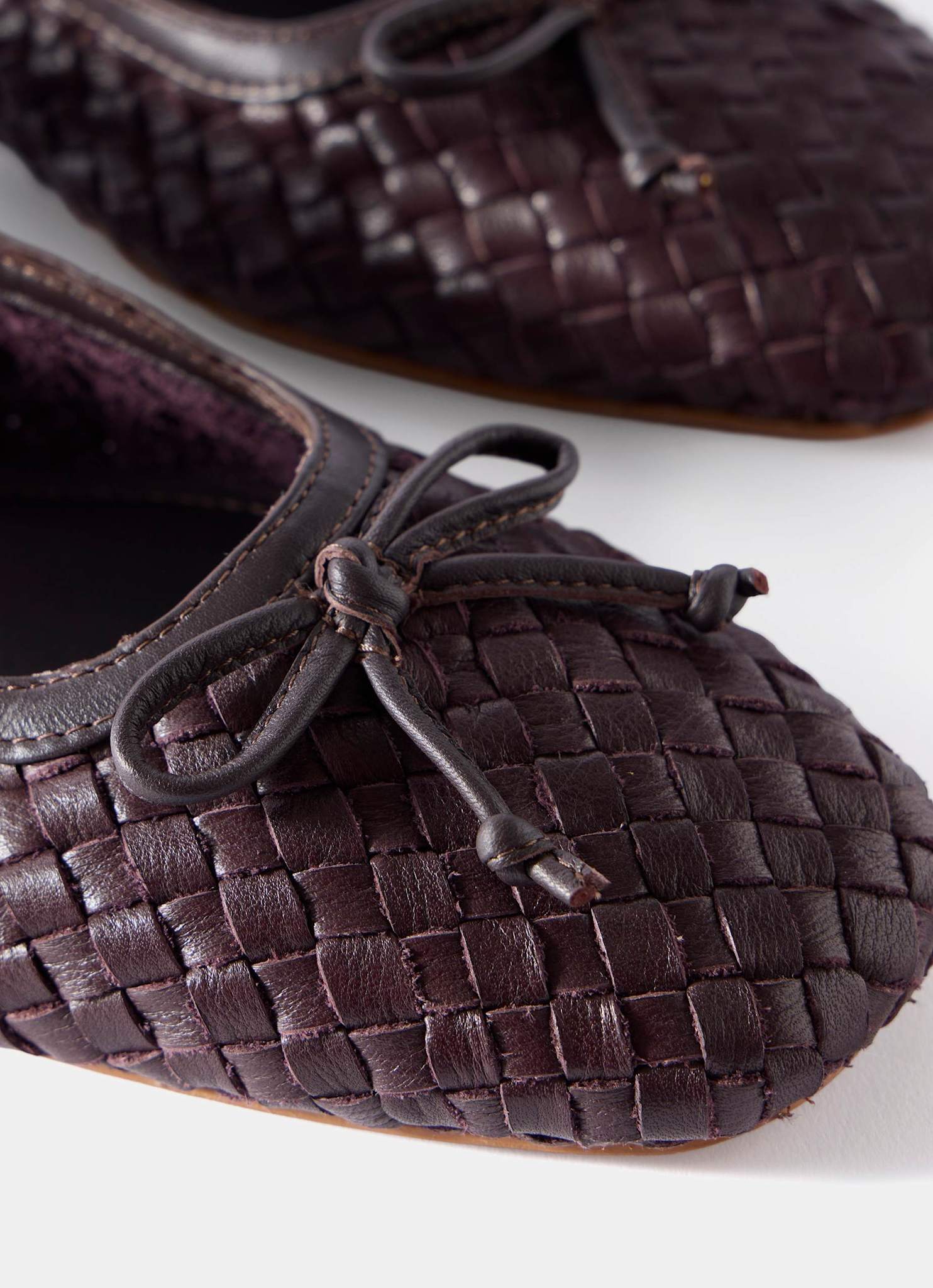 Charley Burgundy Leather Woven Pumps