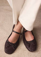 Charley Burgundy Leather Woven Pumps