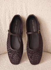 Charley Burgundy Leather Woven Pumps
