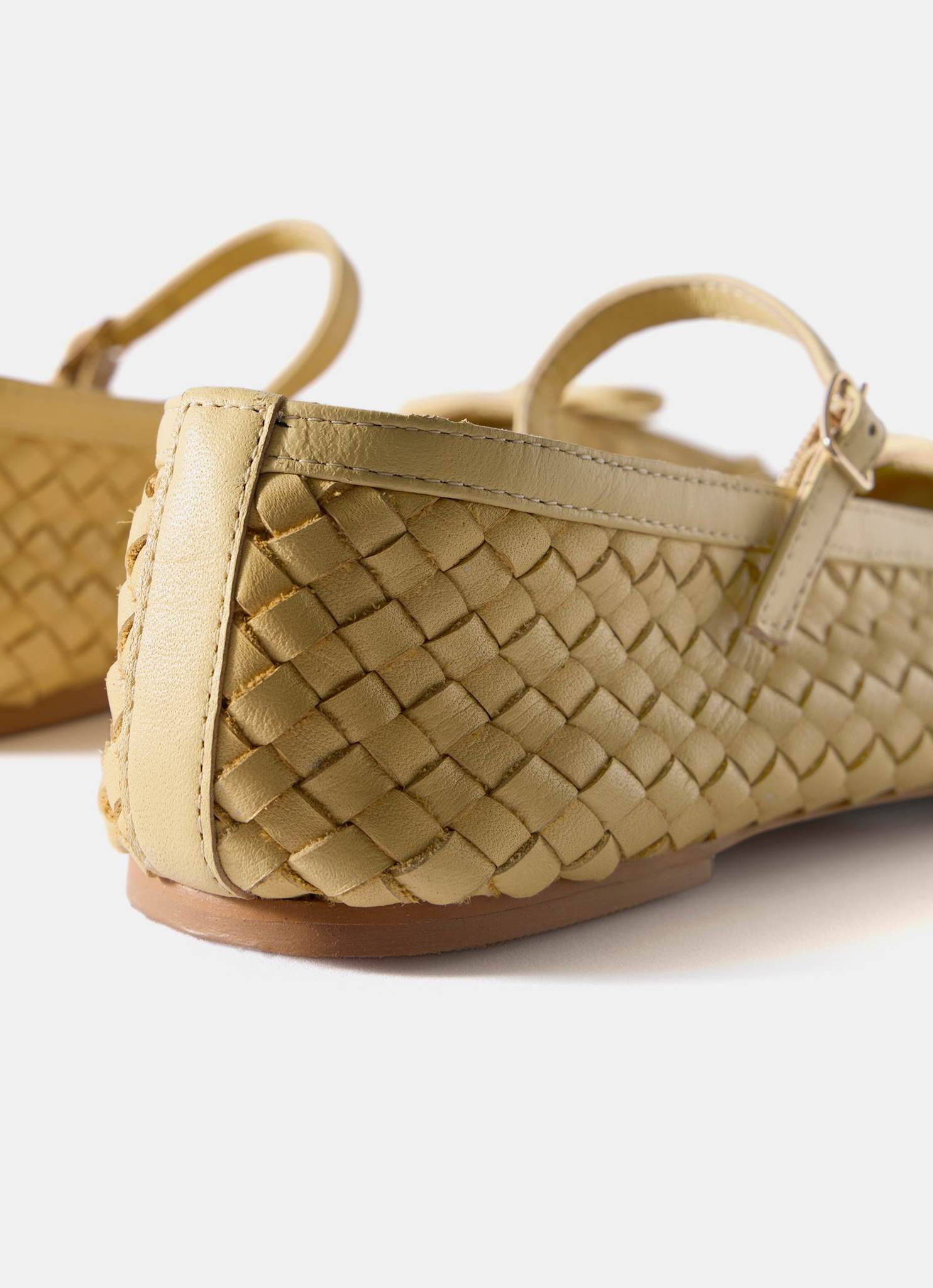 Charley Butter Yellow Leather Woven Pumps