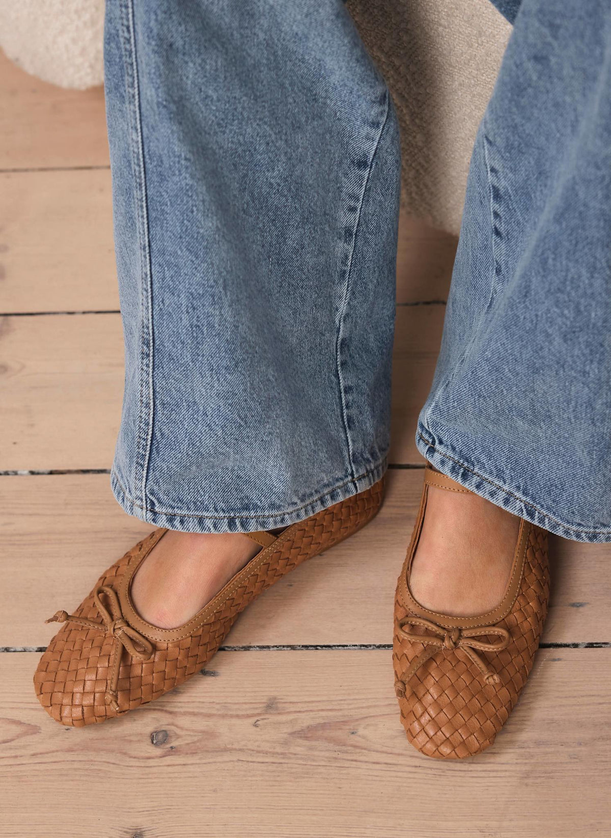 Charley Tan Leather Woven Pumps