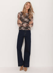 Brown Checked Mesh Top
