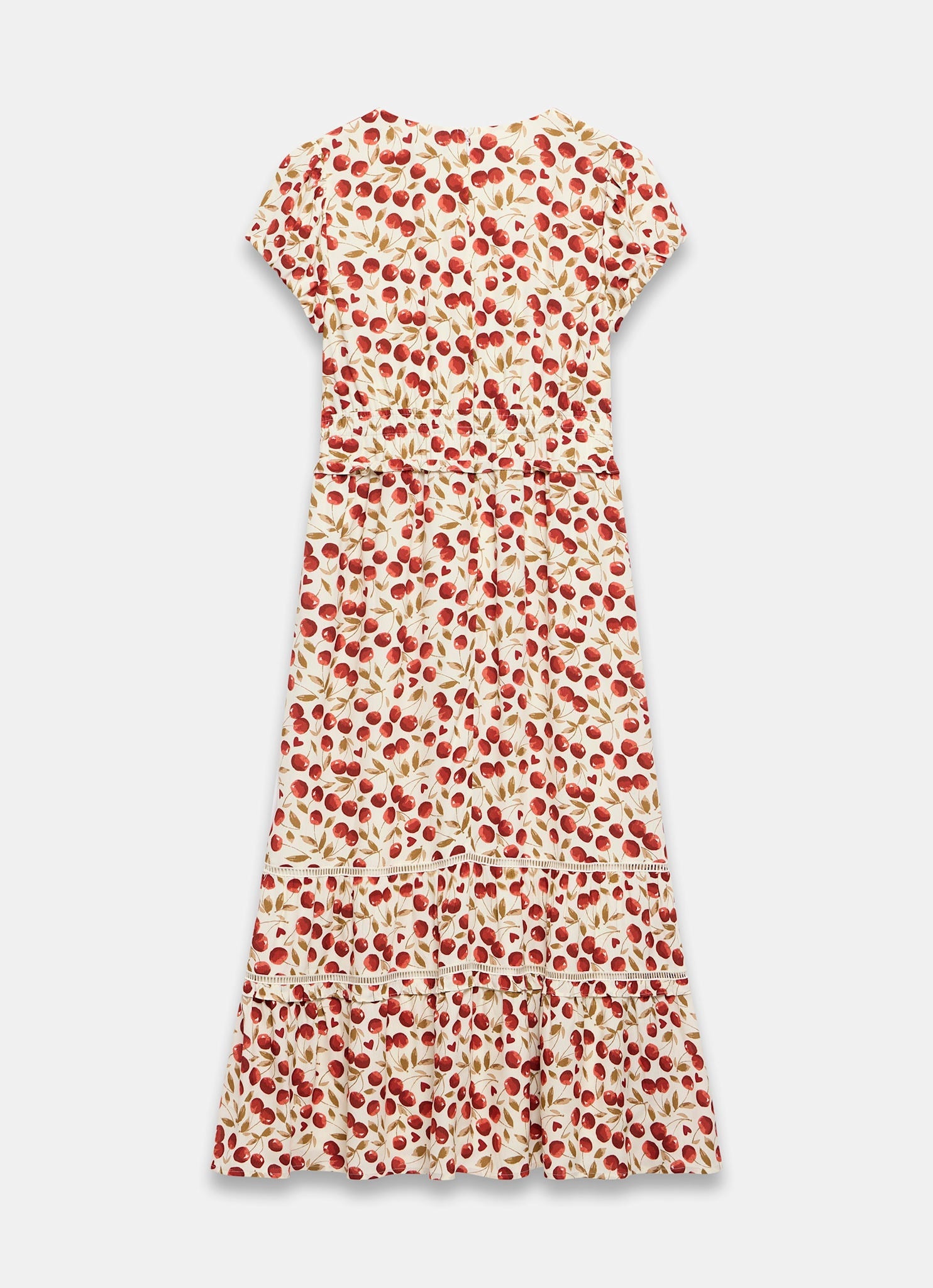 Red Cherry Print Midi Dress