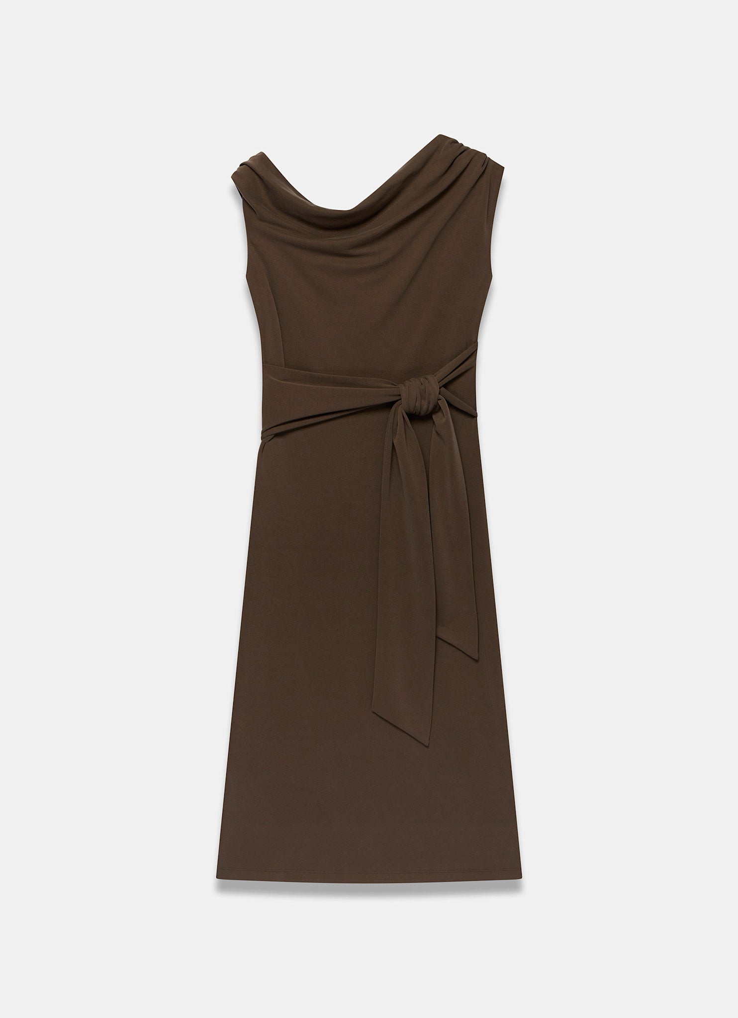 Brown Tie Detail Midi Dress