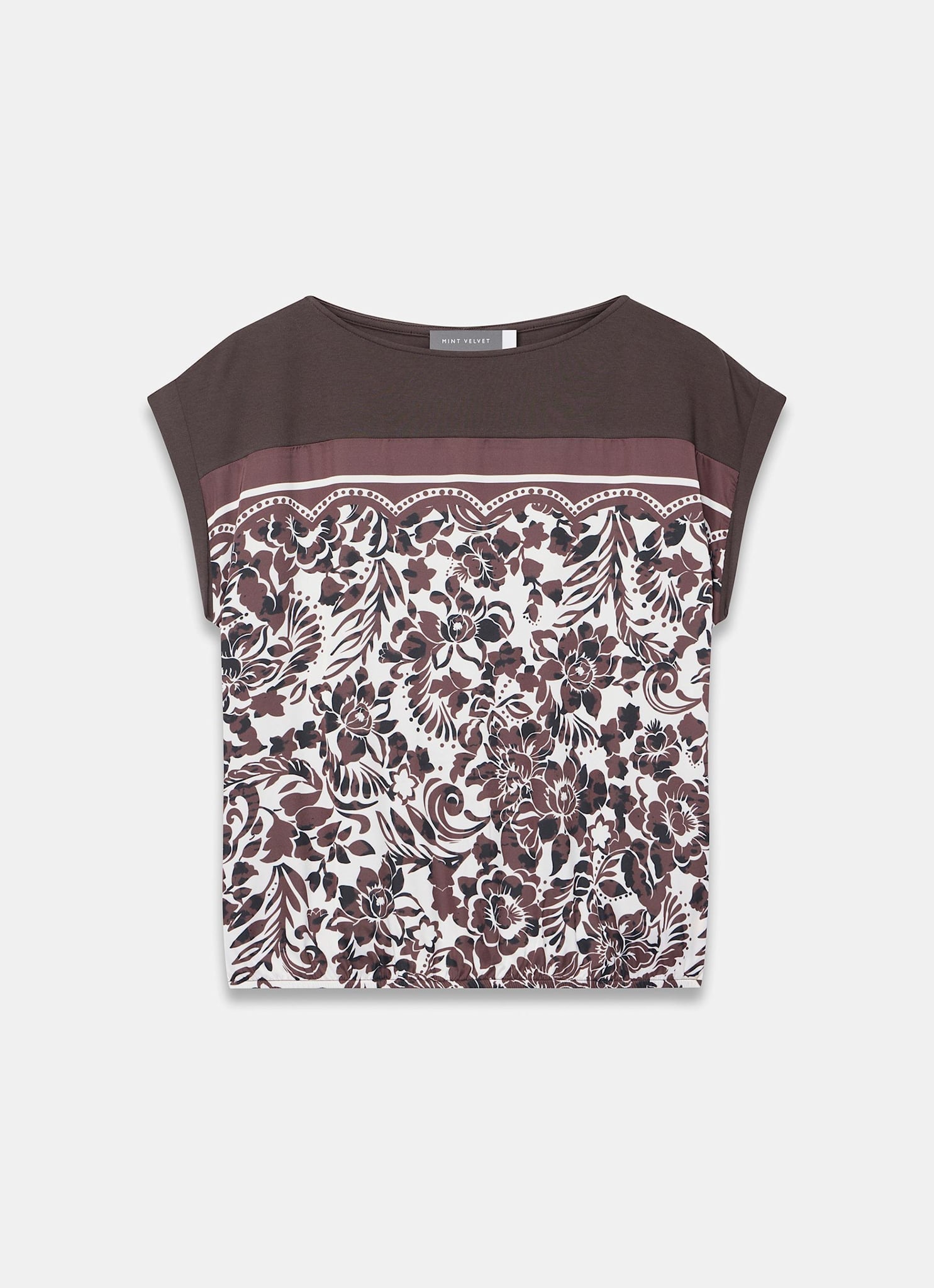 Brown Floral Print Top