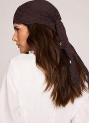 Brown Cotton Broderie Charm Scarf