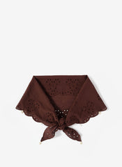 Brown Cotton Broderie Charm Scarf