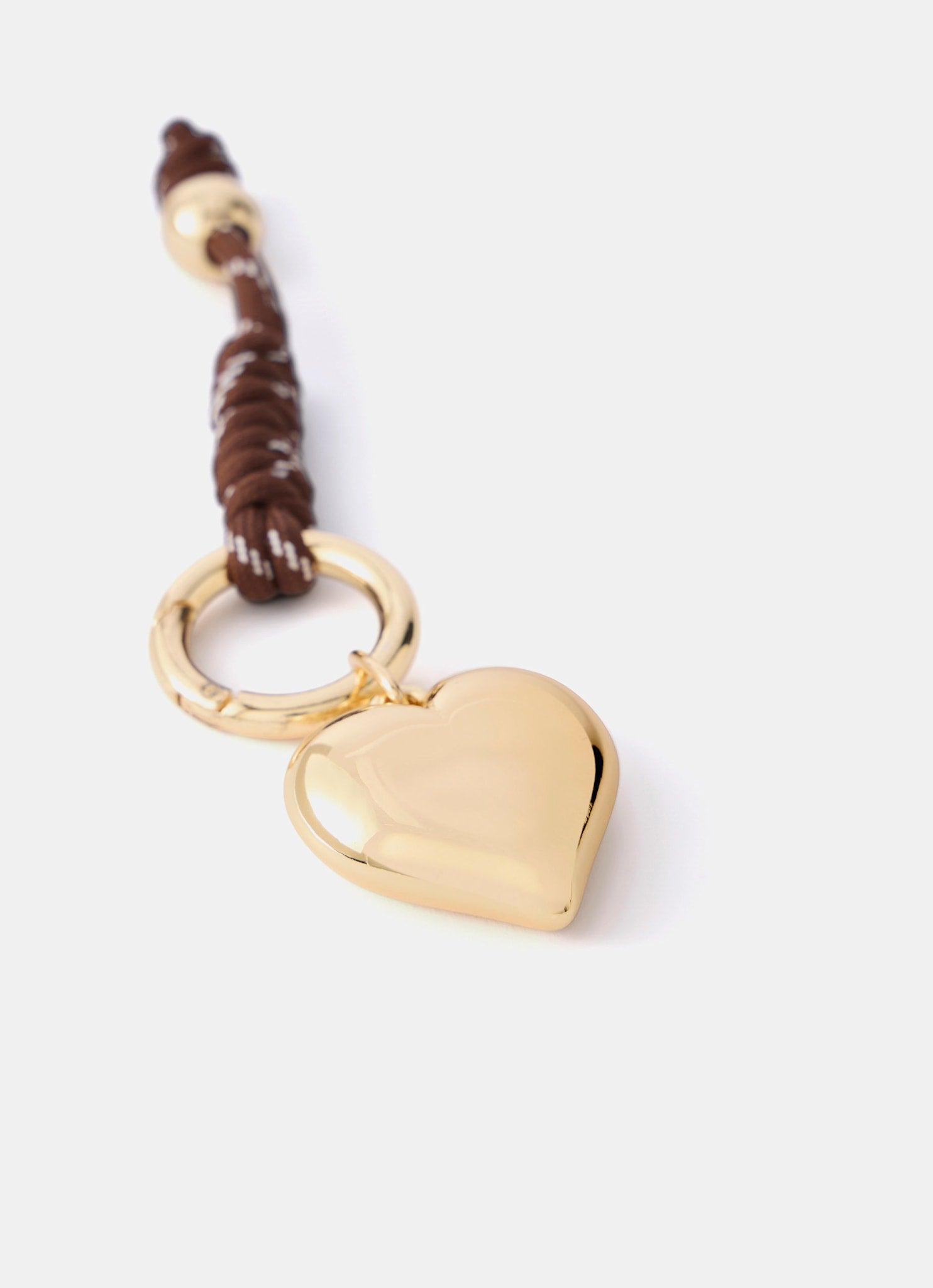 Brown Cord Heart Bag Charm