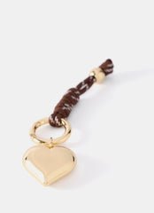 Brown Cord Heart Bag Charm
