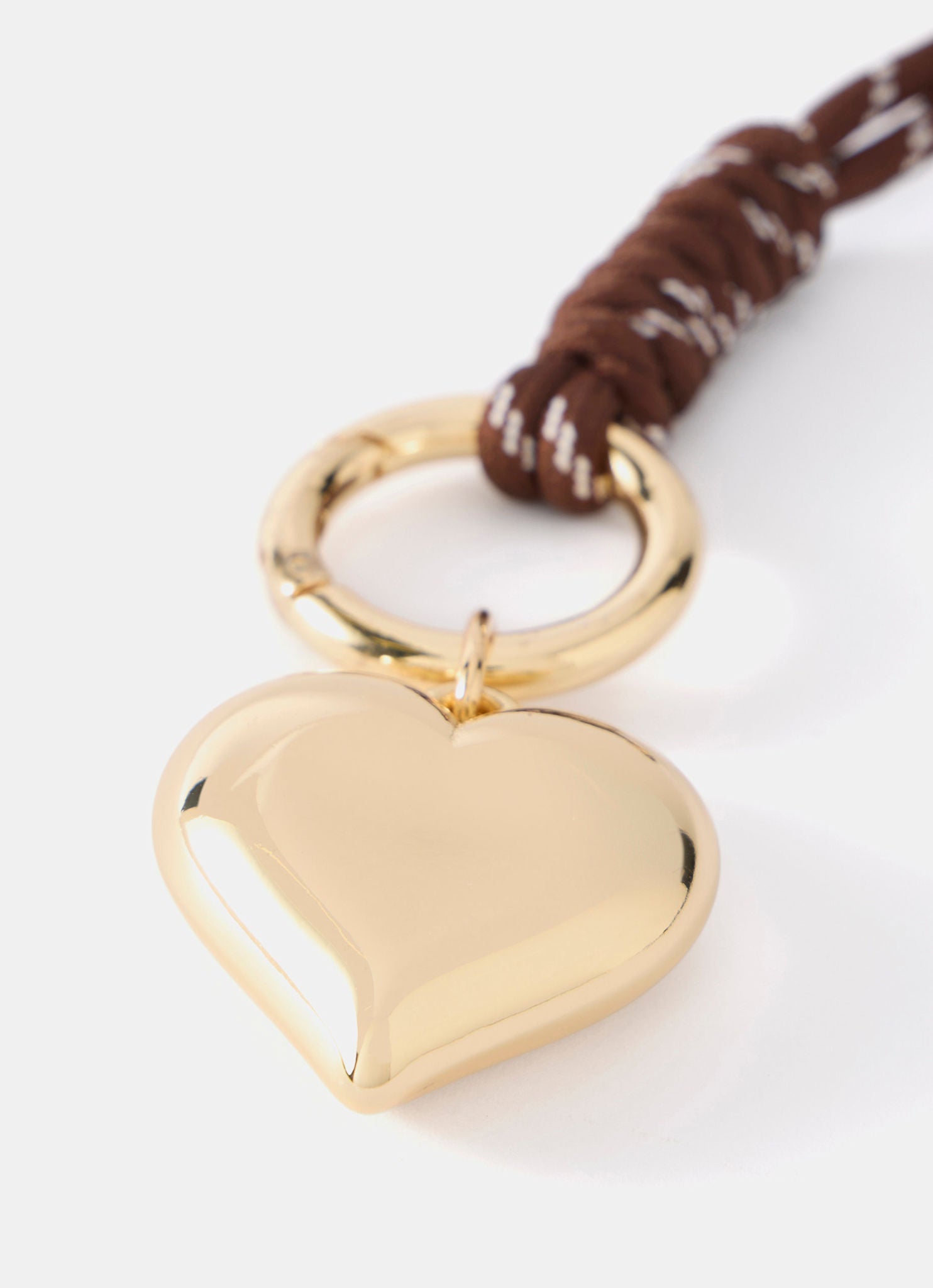 Brown Cord Heart Bag Charm