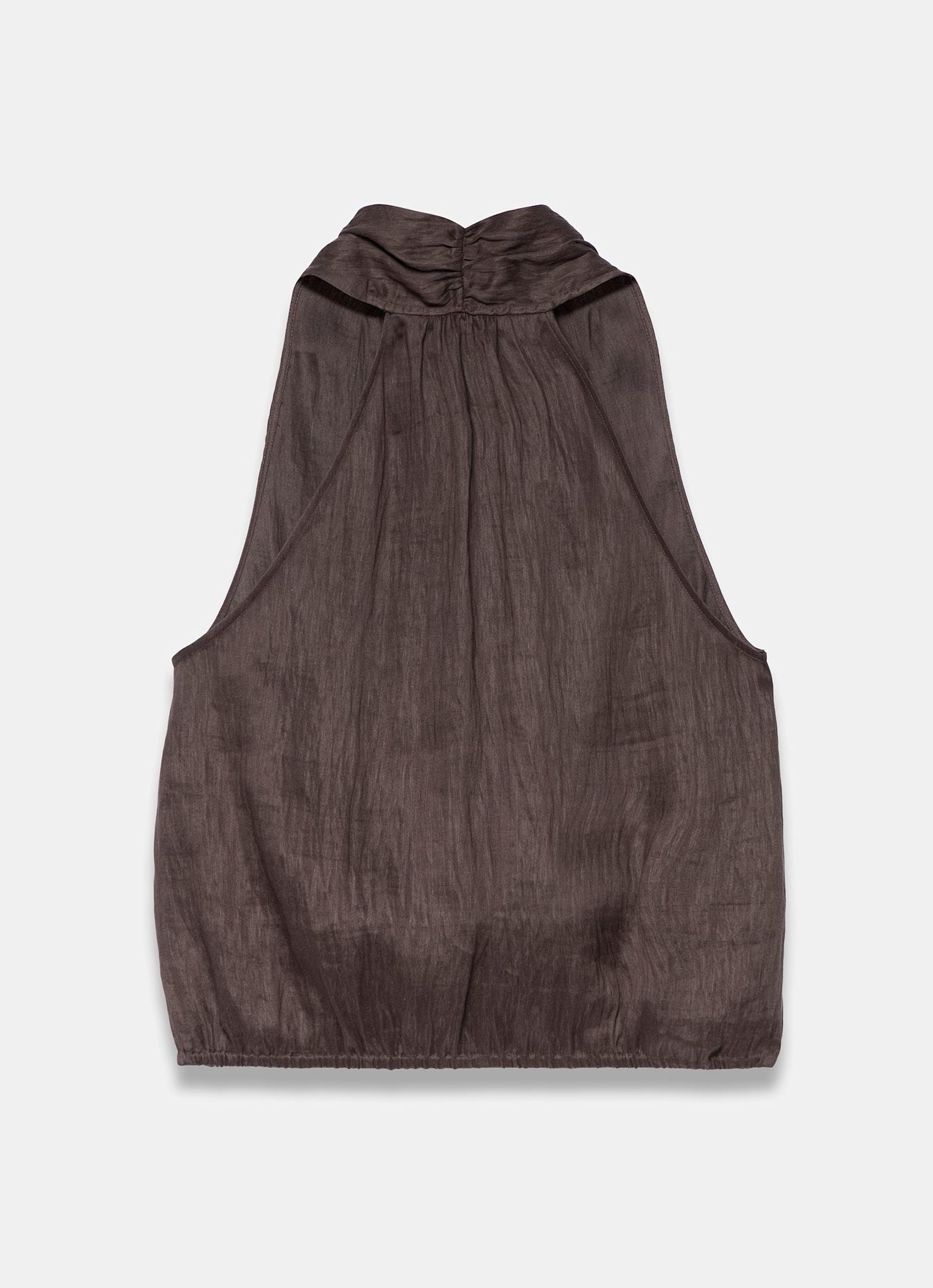 Brown Linen Blend Halter Top