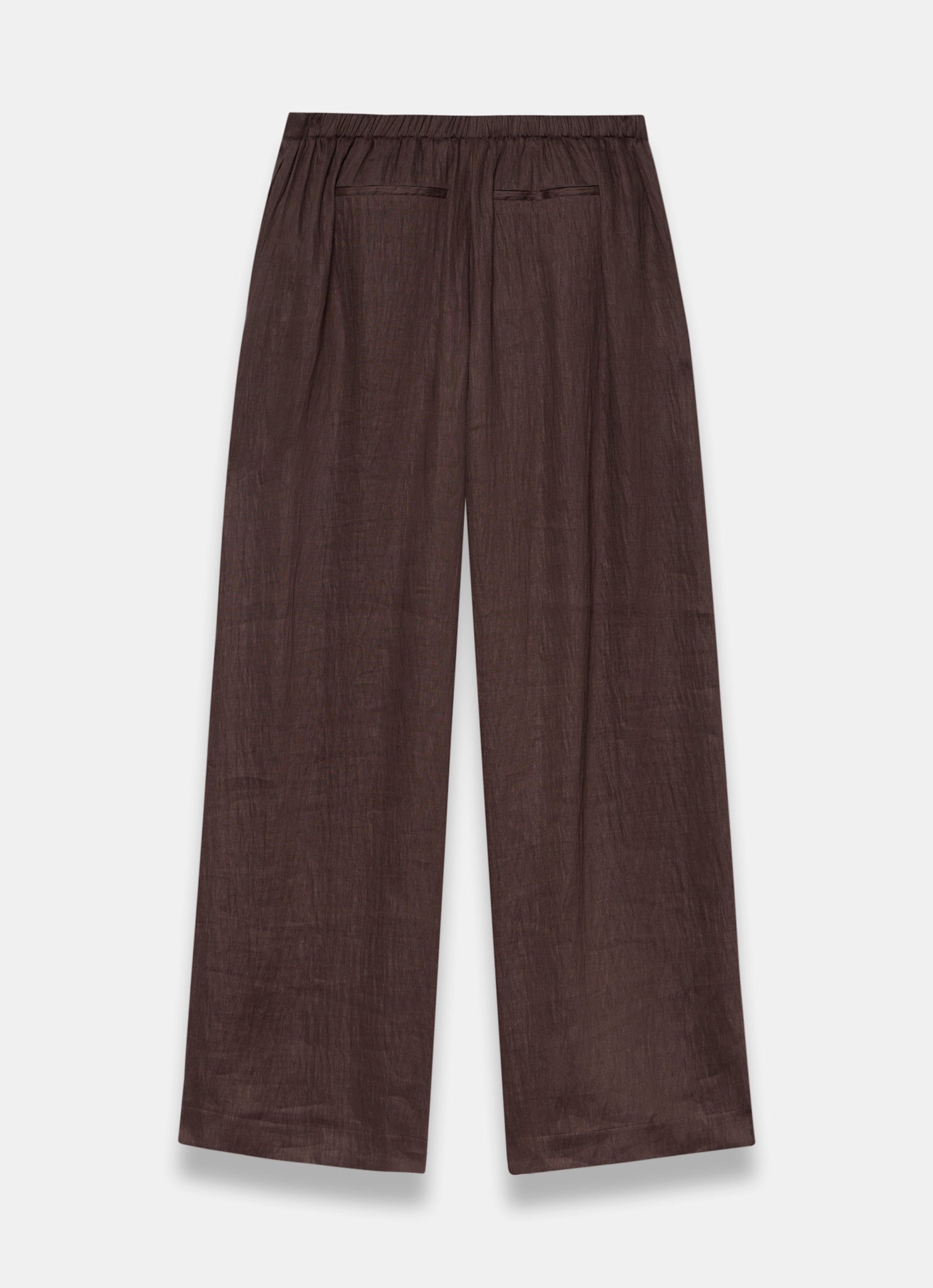 Brown Linen Blend Wide Leg Trousers