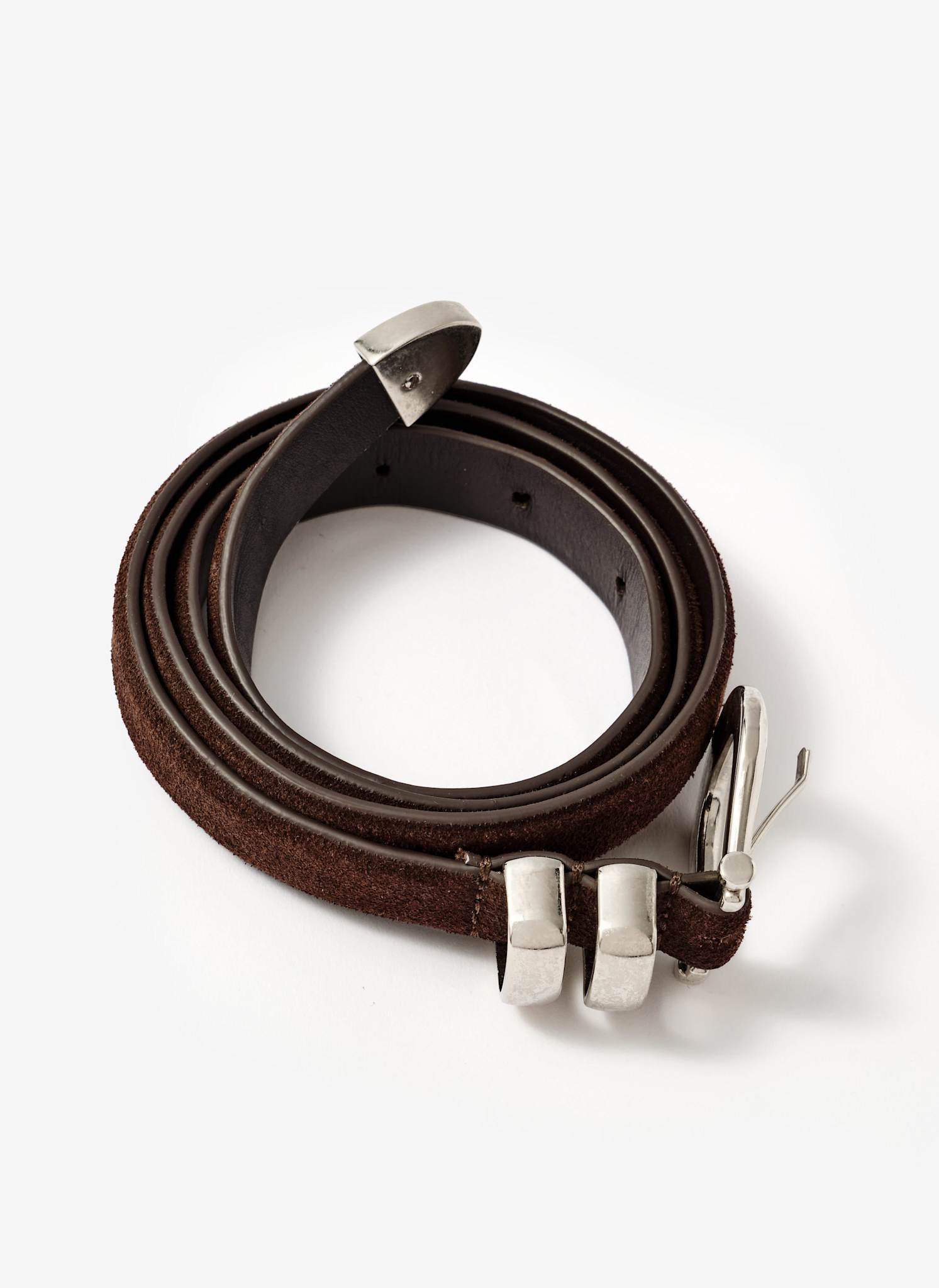 Brown Suede Slim Belt