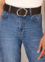 Brown Leather Wide Belt