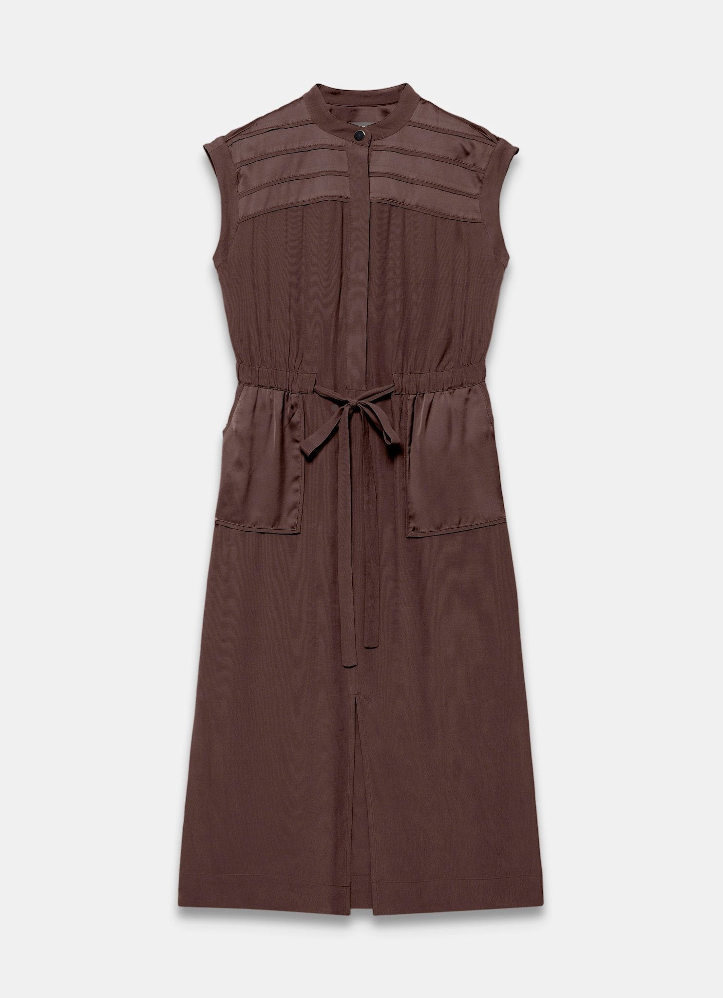 Brown Utility Midi Shirt Dress